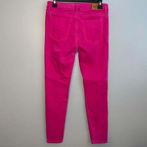 EUC Lauren Ralph Lauren Premier Skinny Cropped Fuchsia Jeans Size 4 - Picture 7 of 8